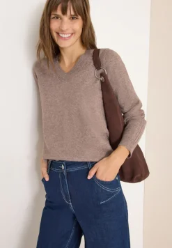 Kuscheliger V-Neck Pullover chocolate mousse melange