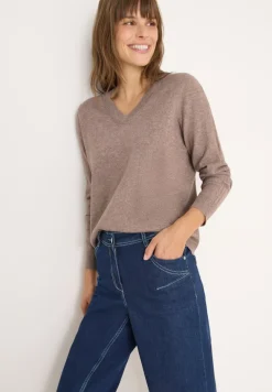 Kuscheliger V-Neck Pullover chocolate mousse melange
