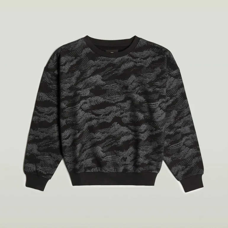 Lace aop loose r sw wmn dk black lace wave