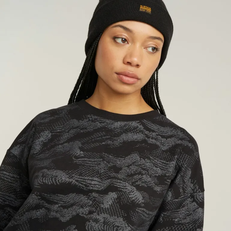 Lace aop loose r sw wmn dk black lace wave