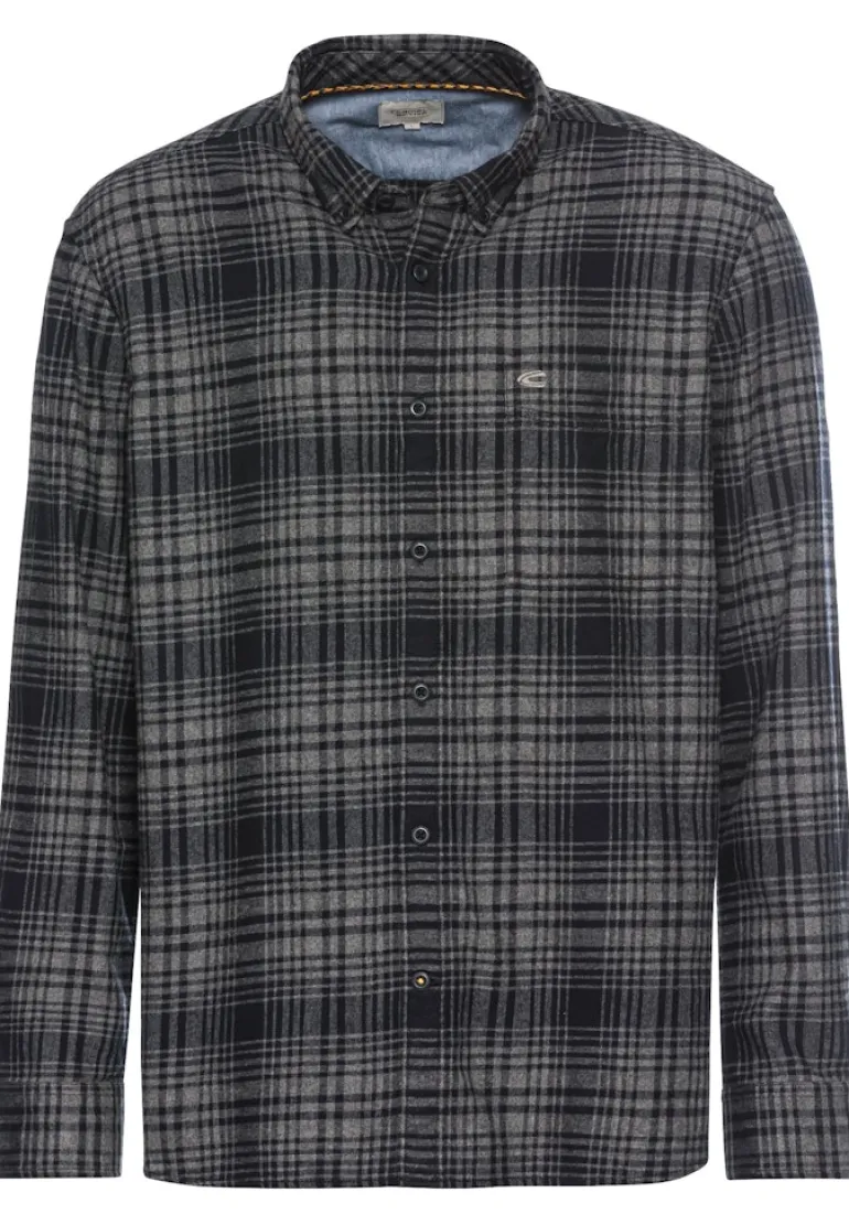 Langarmhemd mit Karomuster rock grey