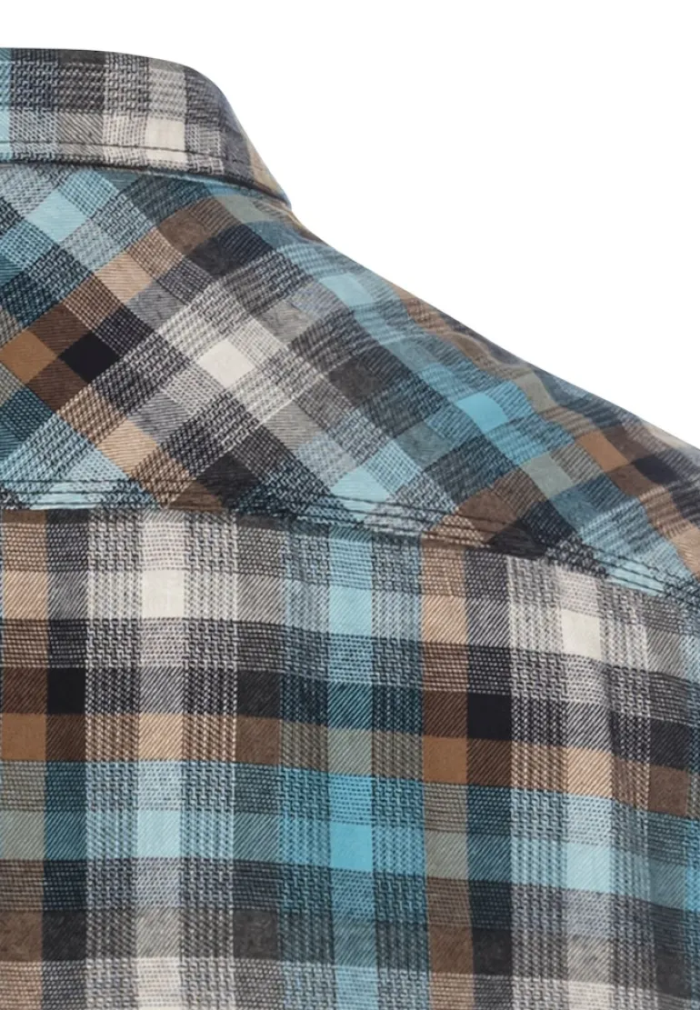 Langarmhemd mit Karomuster steel blue