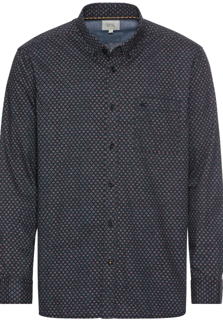 Langarmhemd mit Minimal-Print night blue