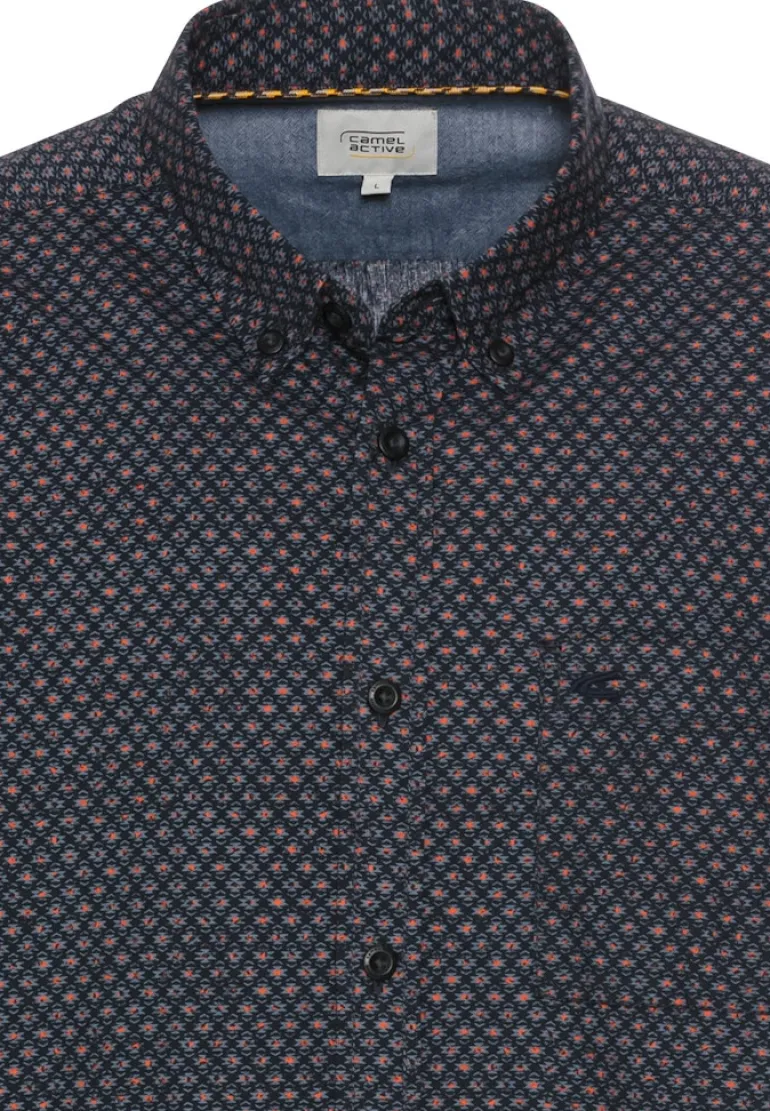 Langarmhemd mit Minimal-Print night blue