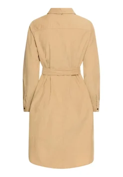 Langarmkleid mit Taillengürtel caramel