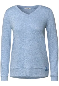 Langarmshirt in Unifarbe tender blue melange