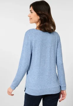 Langarmshirt in Unifarbe tender blue melange