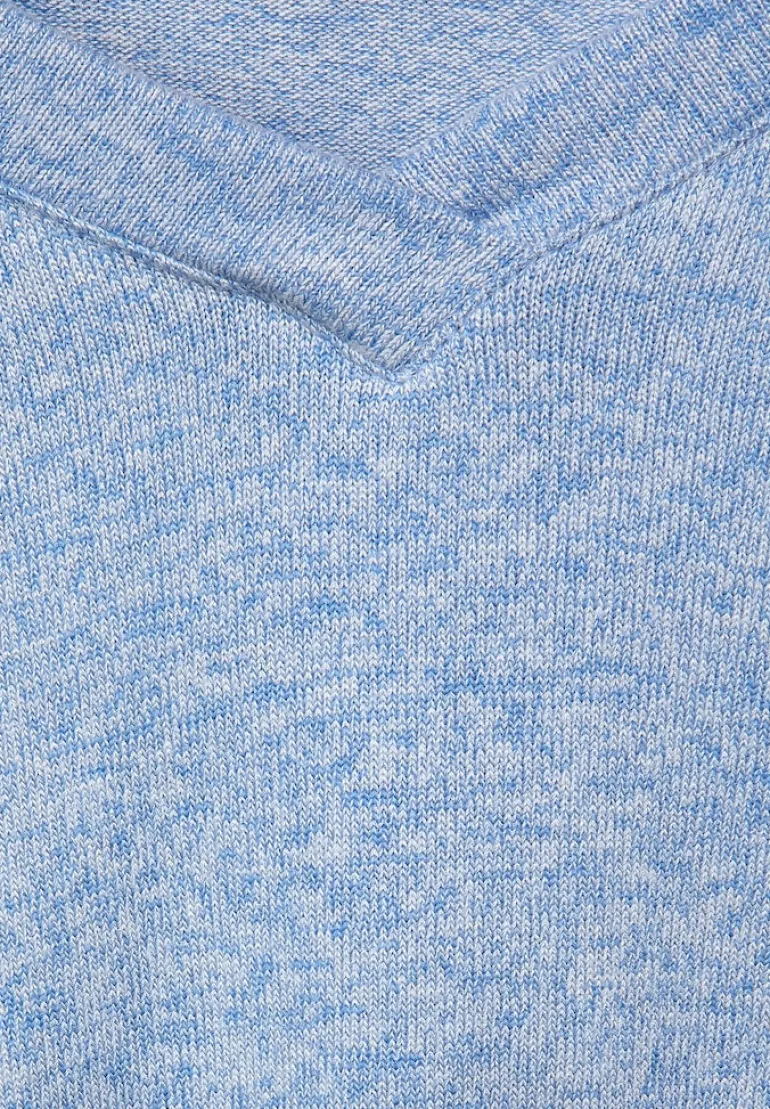 Langarmshirt in Unifarbe tender blue melange
