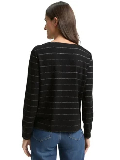 Langarmshirt mit Glitzer-Streifenmuster black stripe with lurex