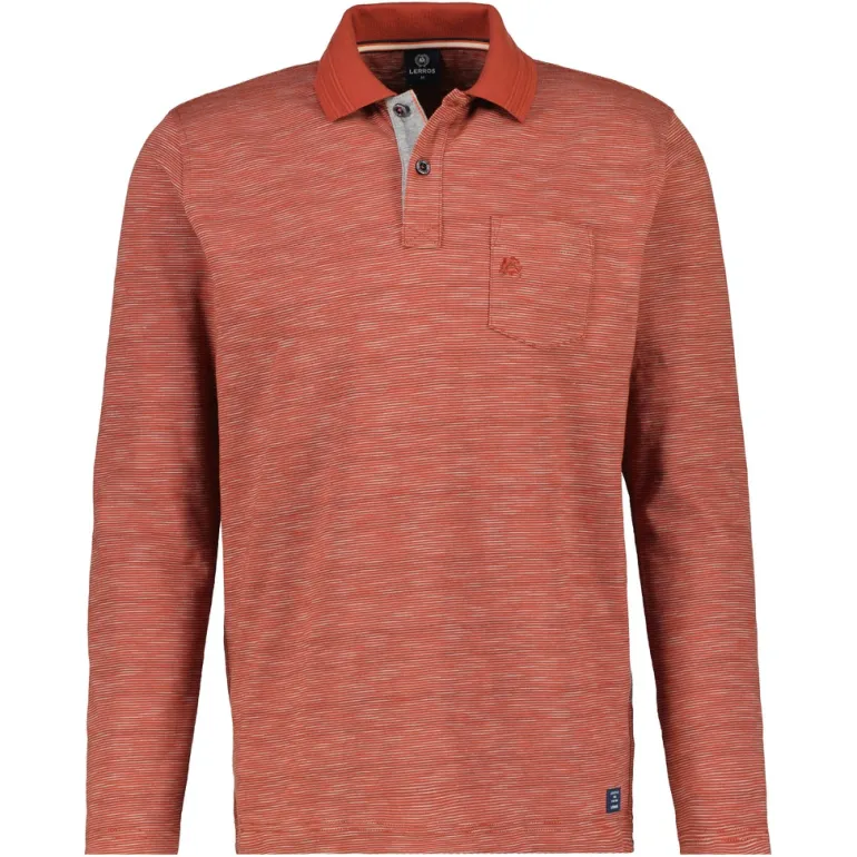 Langarmshirt mit Polokragen rusty red
