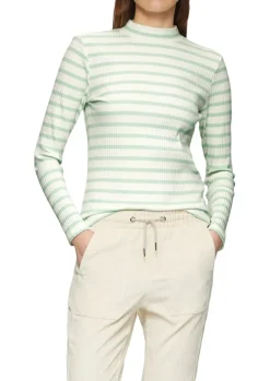 Langarmshirt mit Rippstruktur creme
