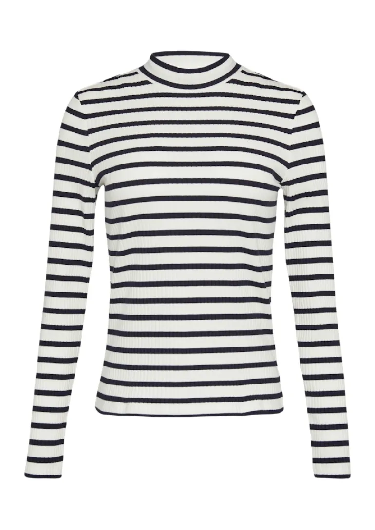 Langarmshirt mit Rippstruktur blau