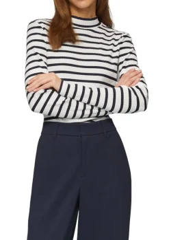 Langarmshirt mit Rippstruktur blau