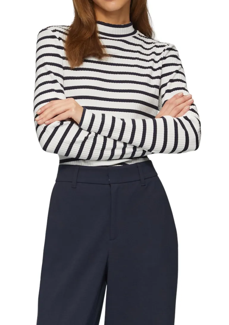Langarmshirt mit Rippstruktur blau