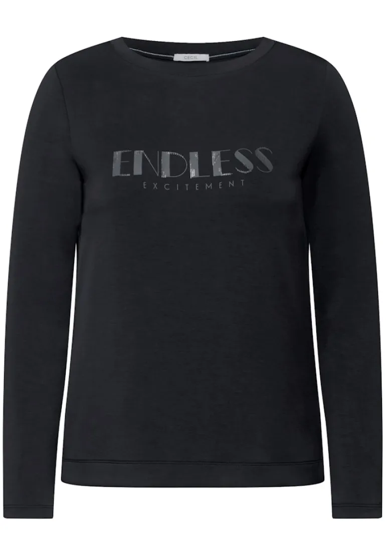 Langarmshirt mit Wording black