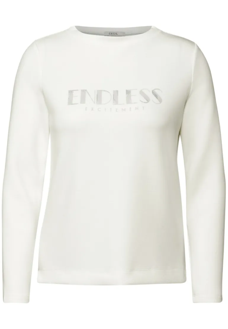 Langarmshirt mit Wording vanilla white