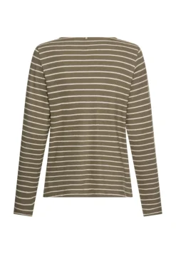 Langarm-T-Shirt aus Bio-Baumwolle shadow khaki stripes