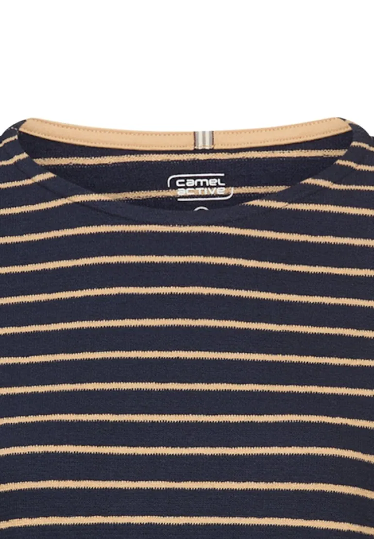 Langarm-T-Shirt aus Bio-Baumwolle ink blue stripes