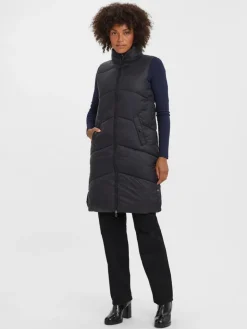 lange Steppweste black