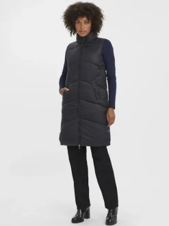 lange Steppweste black