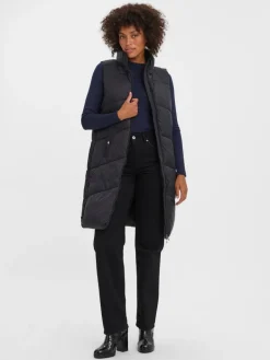 lange Steppweste black