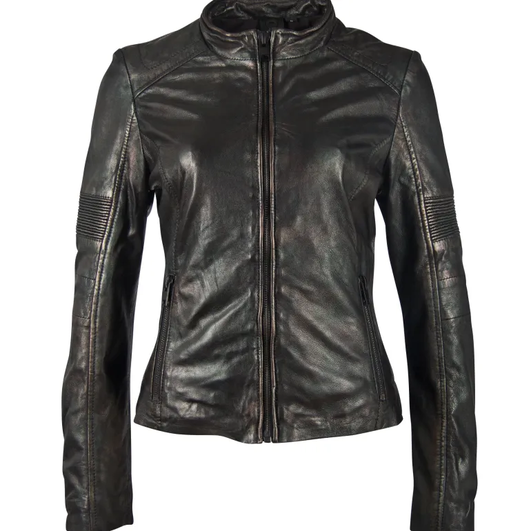 LEDERJACKE G2GEENA SF LAMEV metallic black