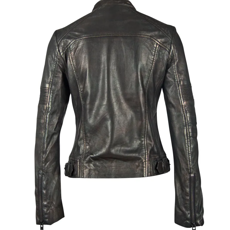 LEDERJACKE G2GEENA SF LAMEV metallic black