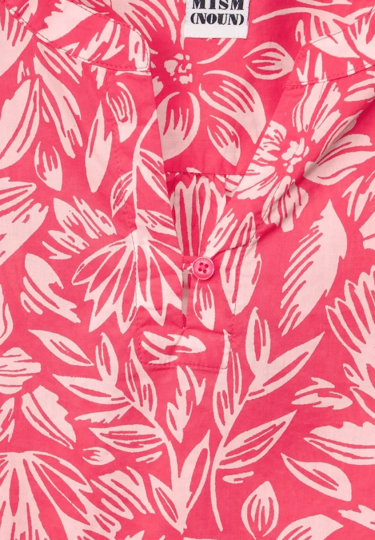 Leichte Print Baumwollbluse strawberry red