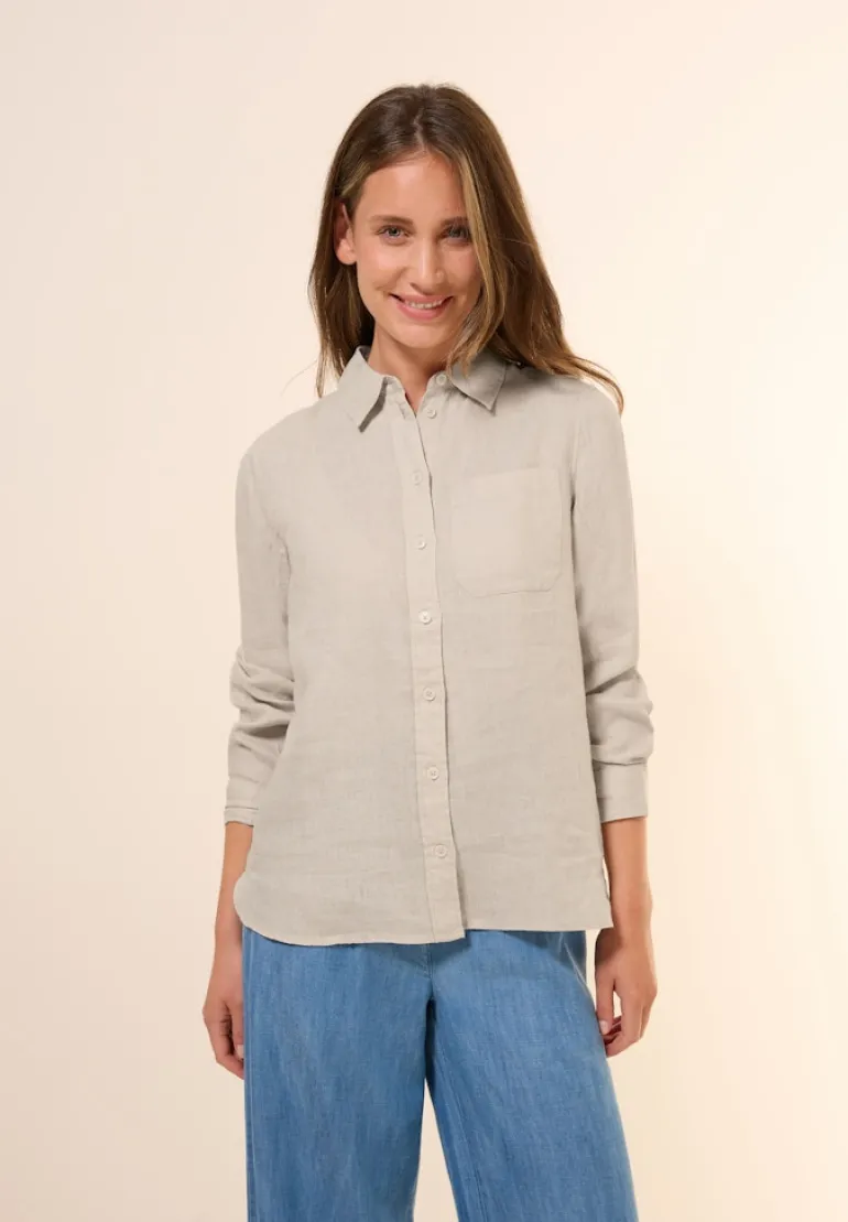Leinen-Hemdbluse pumice beige