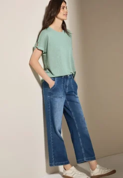Leinen-Look Glitzer-Shirt ice sage green