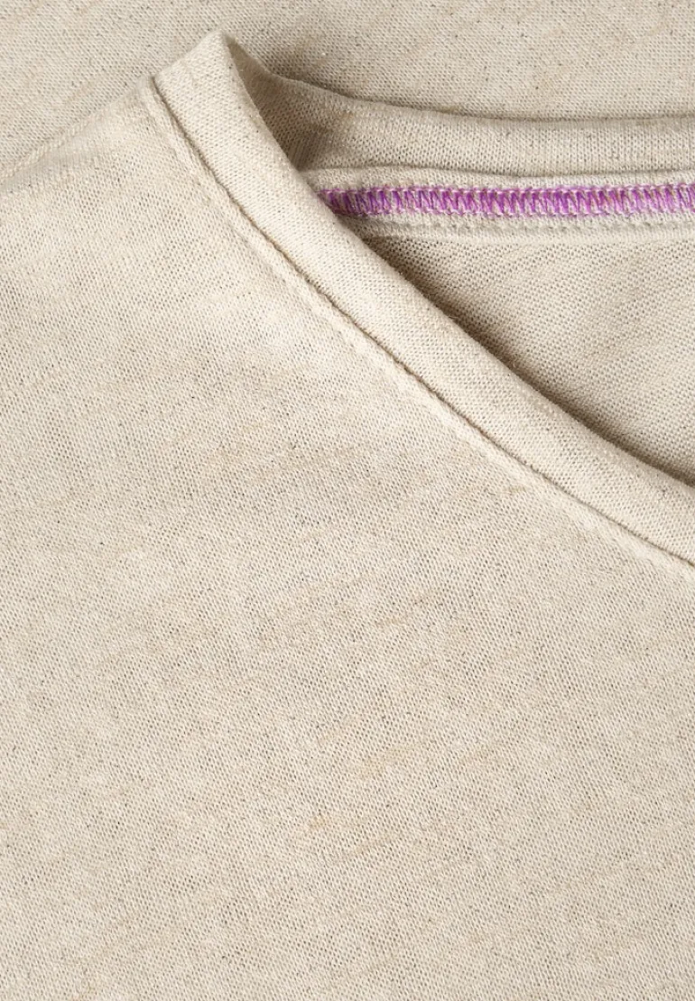Leinen-Look Glitzer-Shirt pumice beige