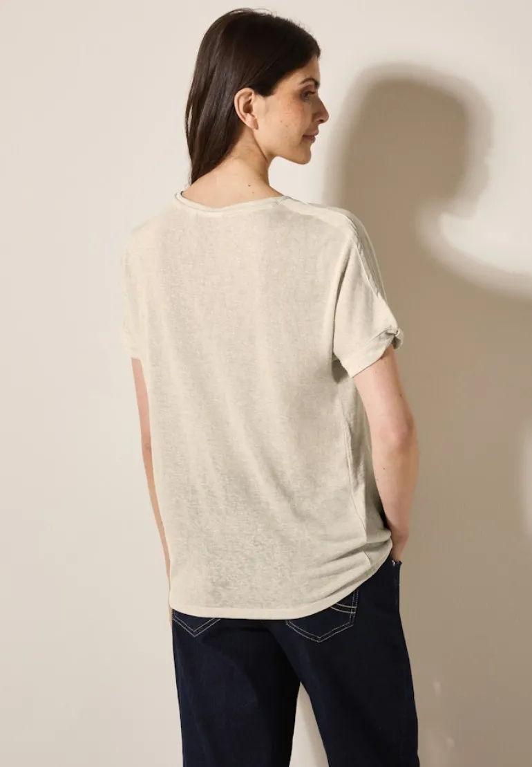 Leinen-Look Glitzer-Shirt pumice beige