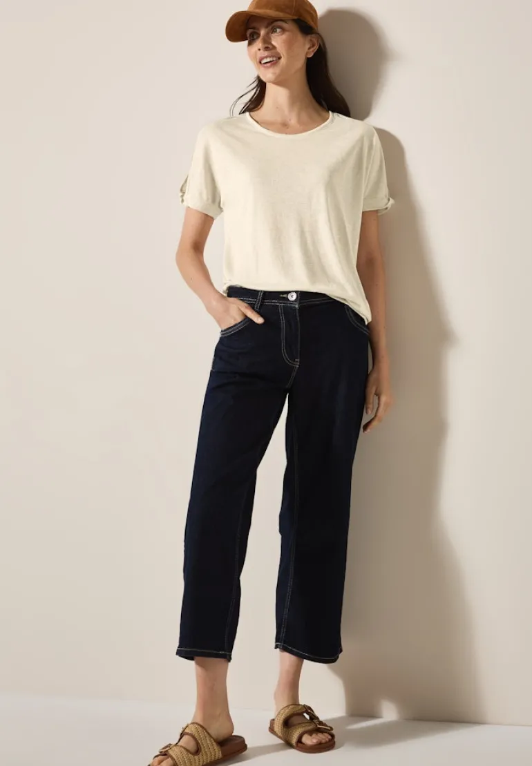 Leinen-Look Glitzer-Shirt pumice beige