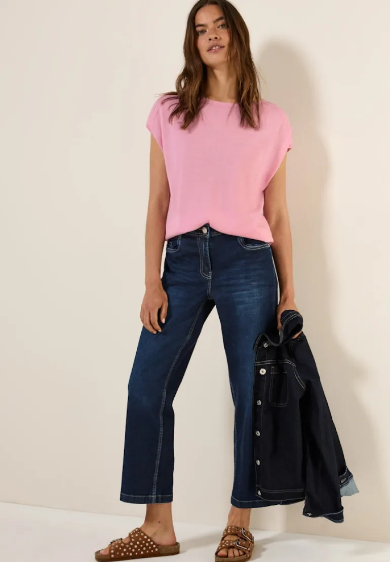 Leinen-Look Strickpullover cherry blossom pink