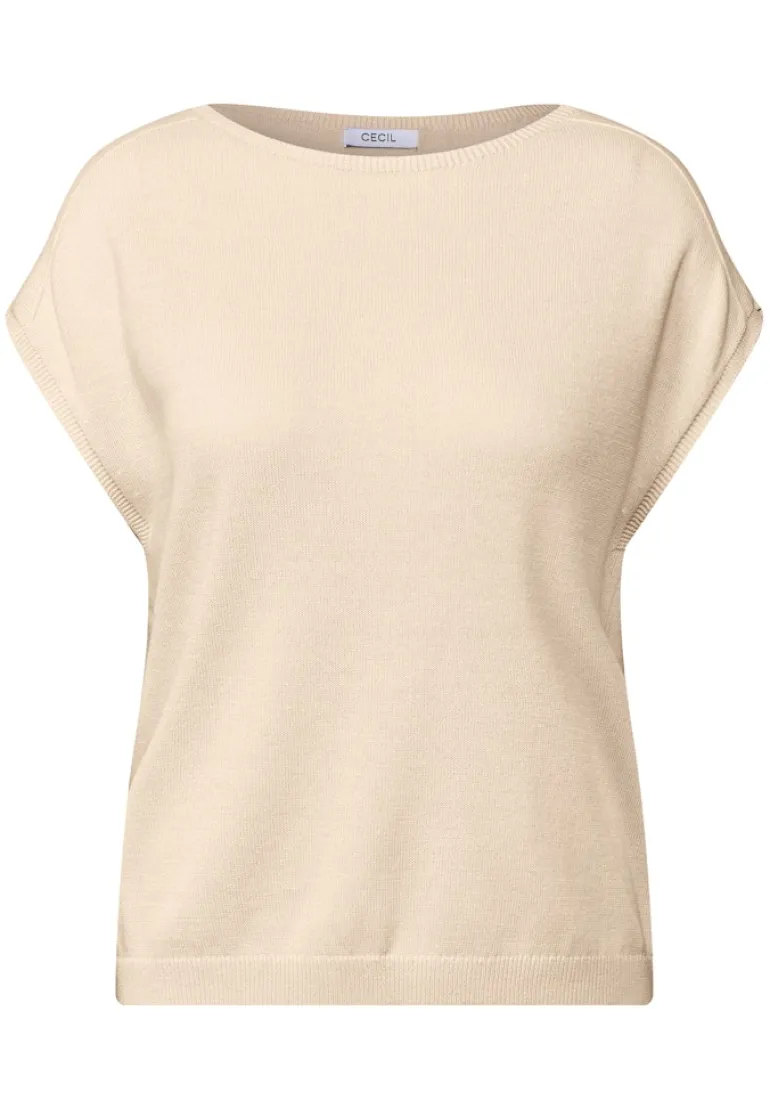 Leinen-Look Strickpullover pearl beige melange