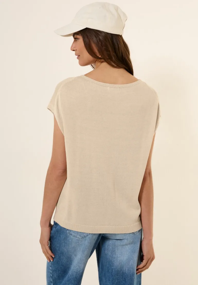Leinen-Look Strickpullover pearl beige melange