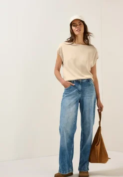 Leinen-Look Strickpullover pearl beige melange