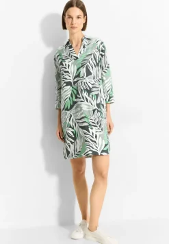 Leinenmix Kleid mit Print soft salvia green