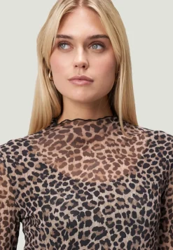 Leoshirt mit Stehkragen beigeblack