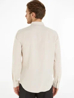 LINEN COTTON REGULAR SHIRT stony beige