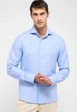 Linen Shirt Twill Langarm azurblau