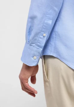 Linen Shirt Twill Langarm azurblau