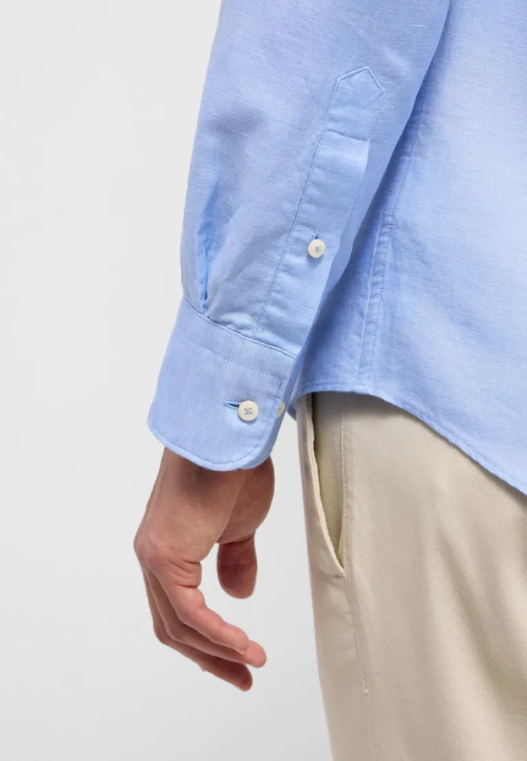 Linen Shirt Twill Langarm azurblau
