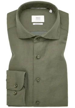Linen Shirt Twill Langarm khaki