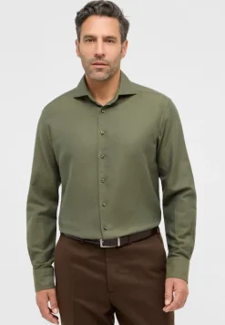Linen Shirt Twill Langarm khaki