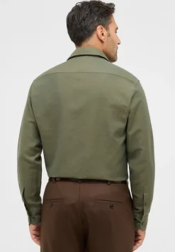 Linen Shirt Twill Langarm khaki