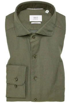 Linen Shirt Twill Langarm khaki