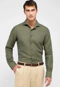 Linen Shirt Twill Langarm khaki