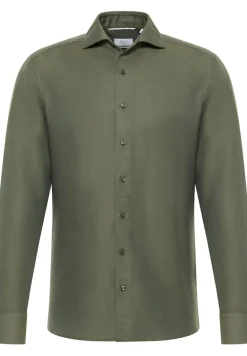 Linen Shirt Twill Langarm khaki