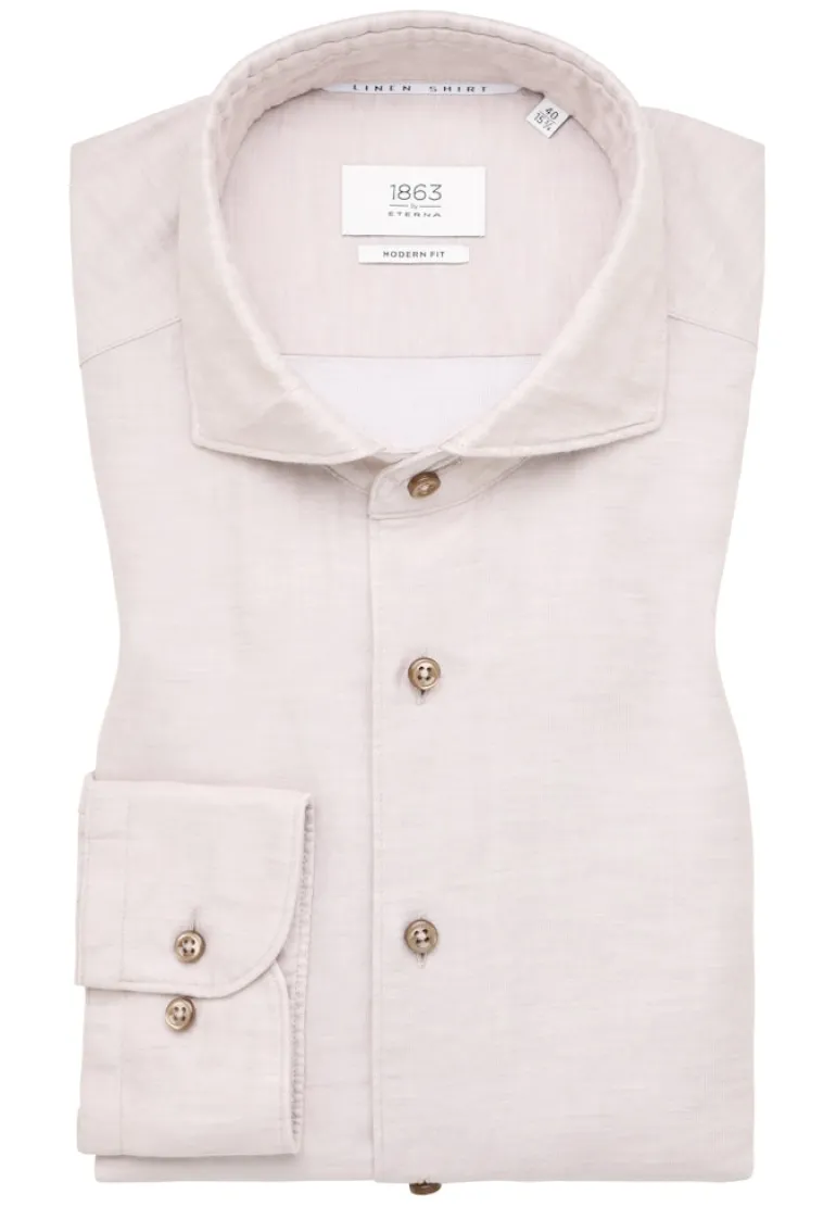 Linen Shirt Twill Langarm sand